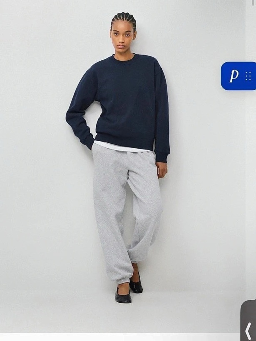 Tna Cozy Sweatfleece Perfect Crew Sweatshirt in Blue Size Small